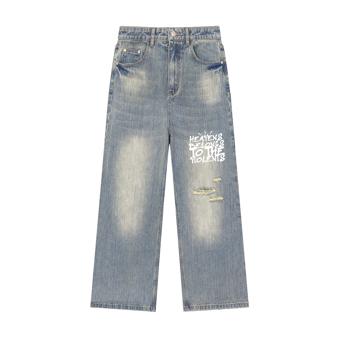 Vintage Wash Distressed Denim Jeans