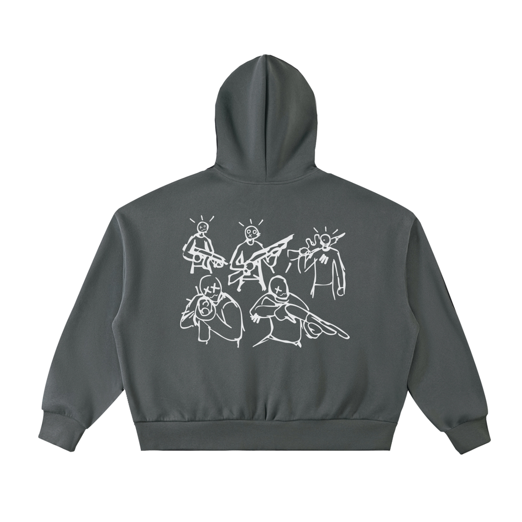 Fleeced Full-Zip Boxy Hoodie