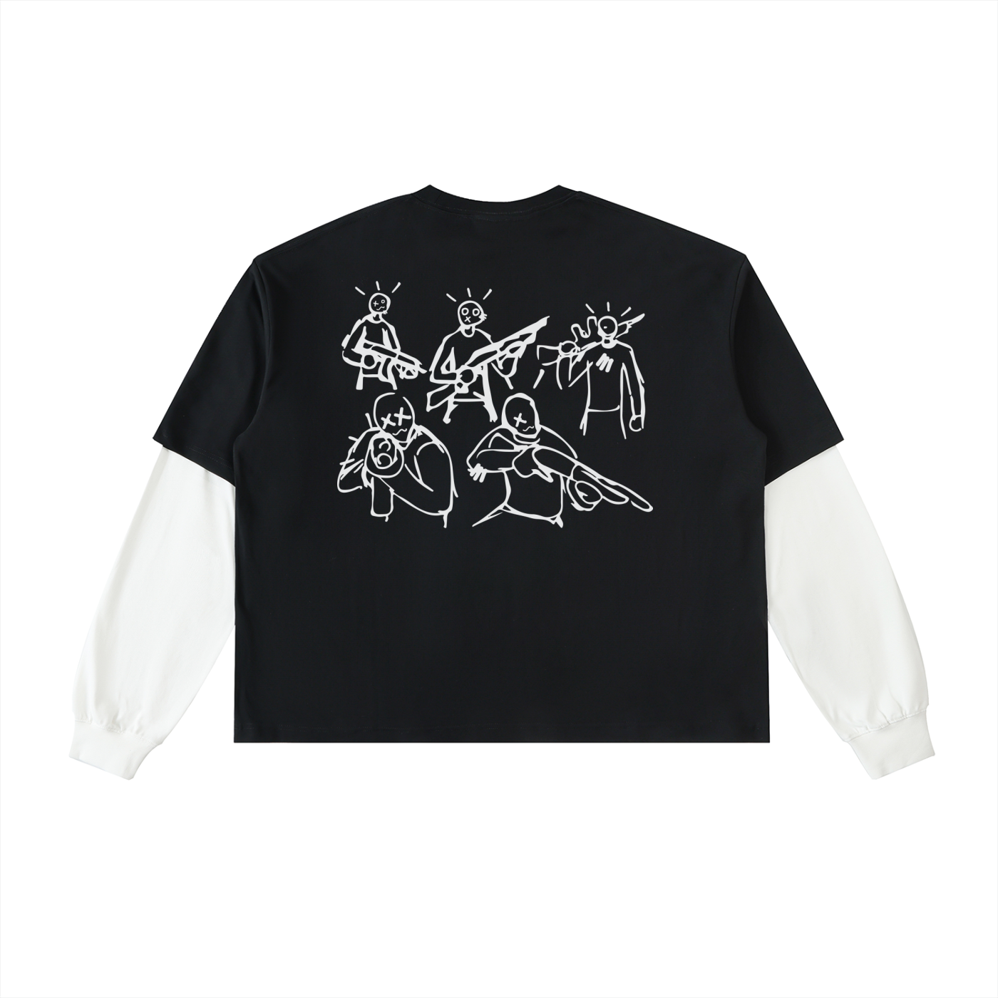 Layered Contrast Sleeve Cotton T-Shirt