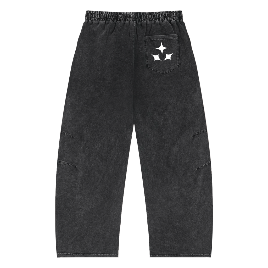 Snow Wash Drawstring Cotton Pants