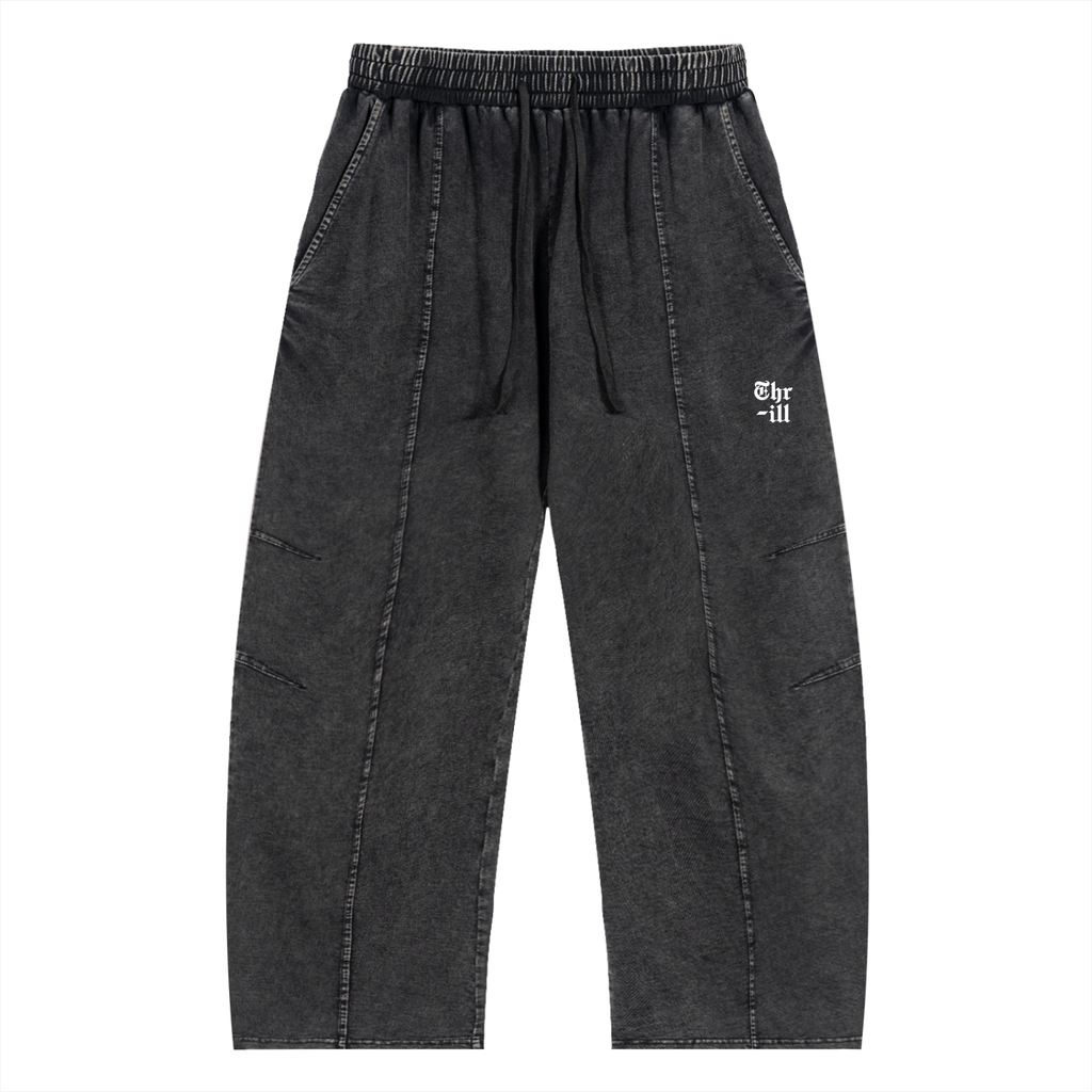Snow Wash Drawstring Cotton Pants