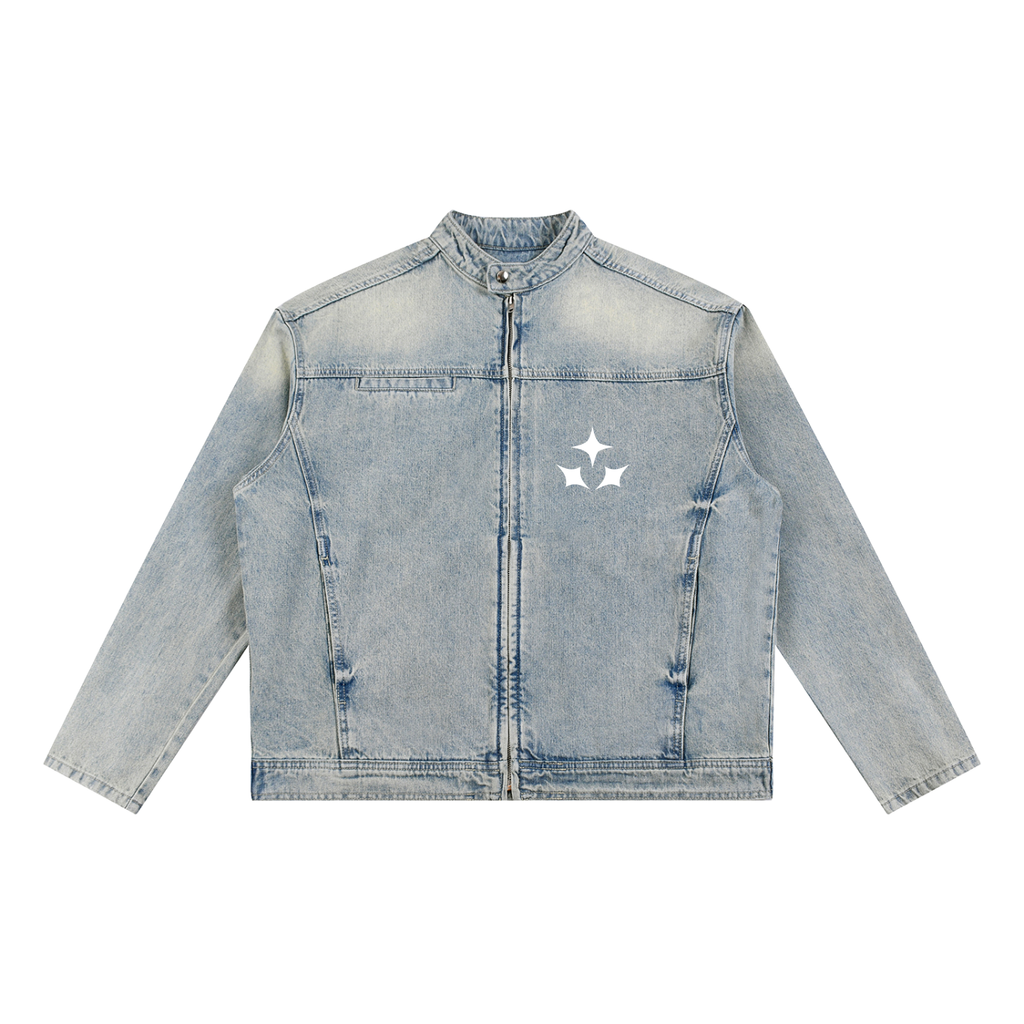 Vintage Wash Zip Denim Jacket